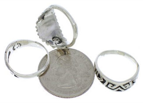 Stackable Turquoise And Sterling Silver Ring Set Size 5-3/4 UX33429